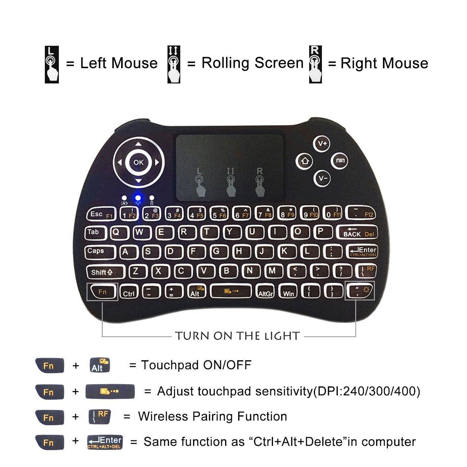 mini i8 2.4GHZ mini Wireless Keyboard Touchpad for Smart TV Android Box PC HTPC