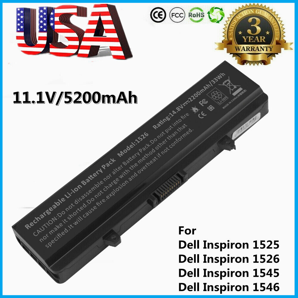 Battery for Dell Inspiron 1525 1526 1545 1546 1750 1546N 1545N PP29L PP41L 6Cell