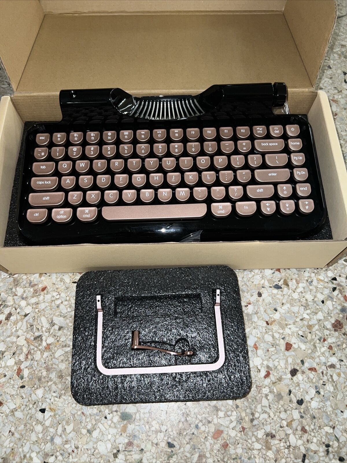 KnewKey RYMEK Typewriter-Style Retro Mech. Wired & Wireless Keyboard ROSE/GLD