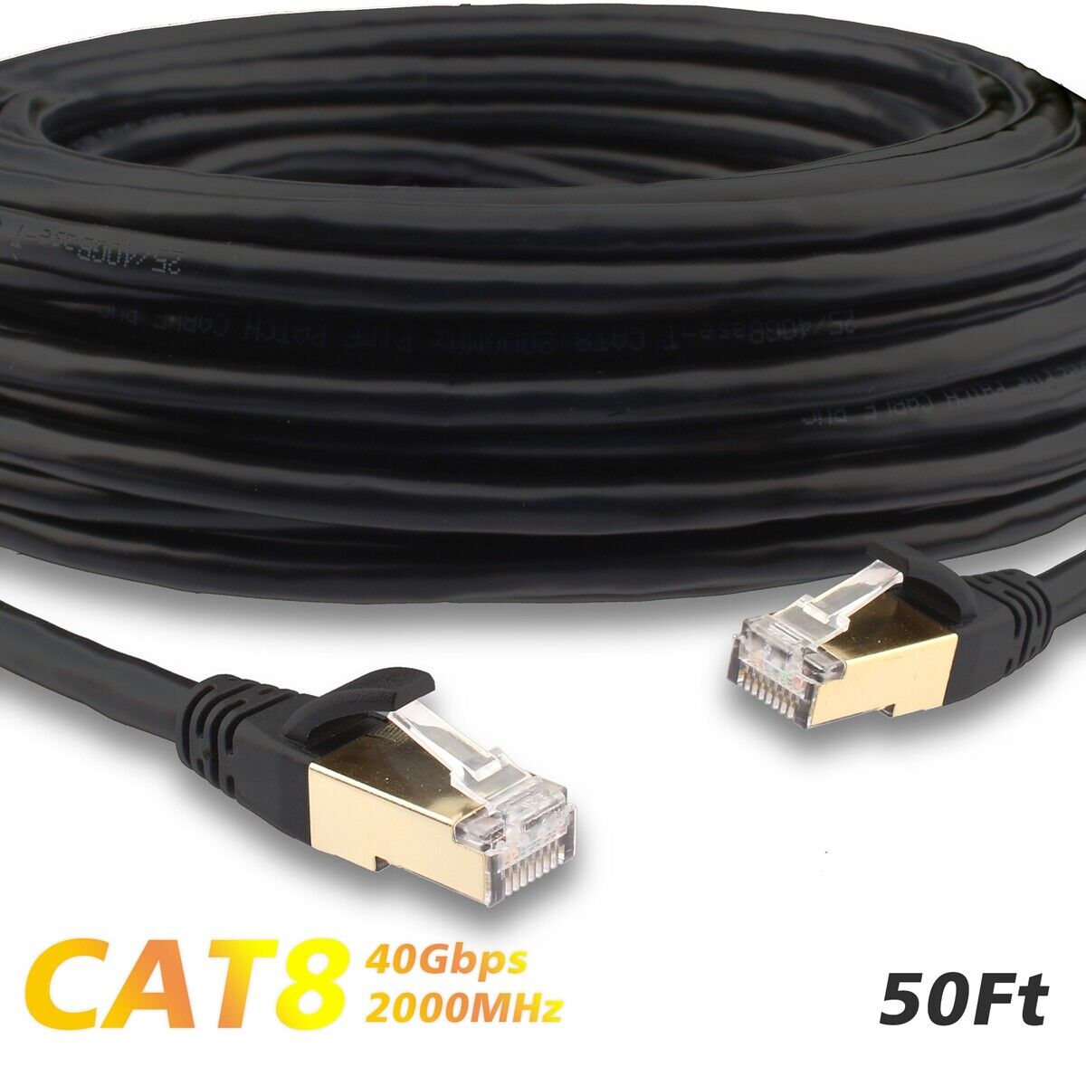 [Ultra Internet Speed], Cat 8 Ethernet Cable 50 ft Shielded - In Wall, Outdoor