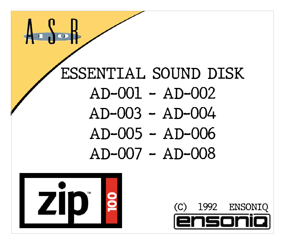 Ensoniq ASR-10 8 Disk Library Set Original Factory Sounds & Demos 100MB ZIP Disk