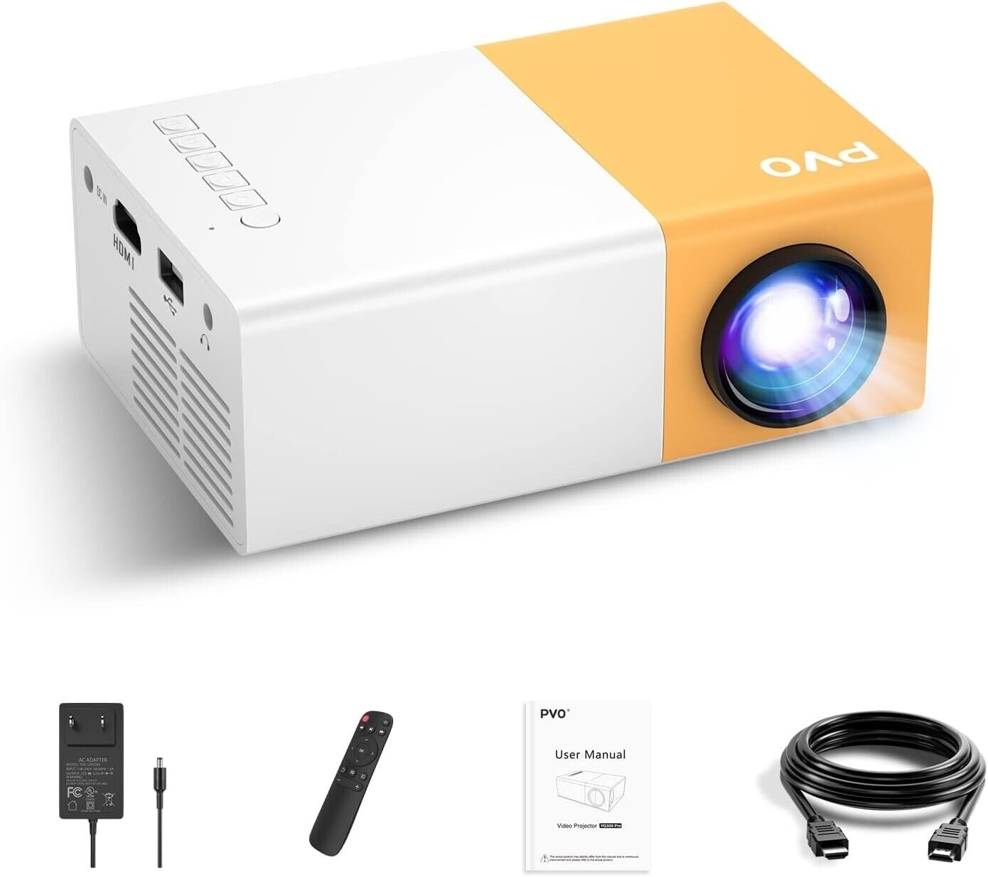 PVO Mini Projector 1080P Full HD Portable Movie Outdoor , Multimedia Connection