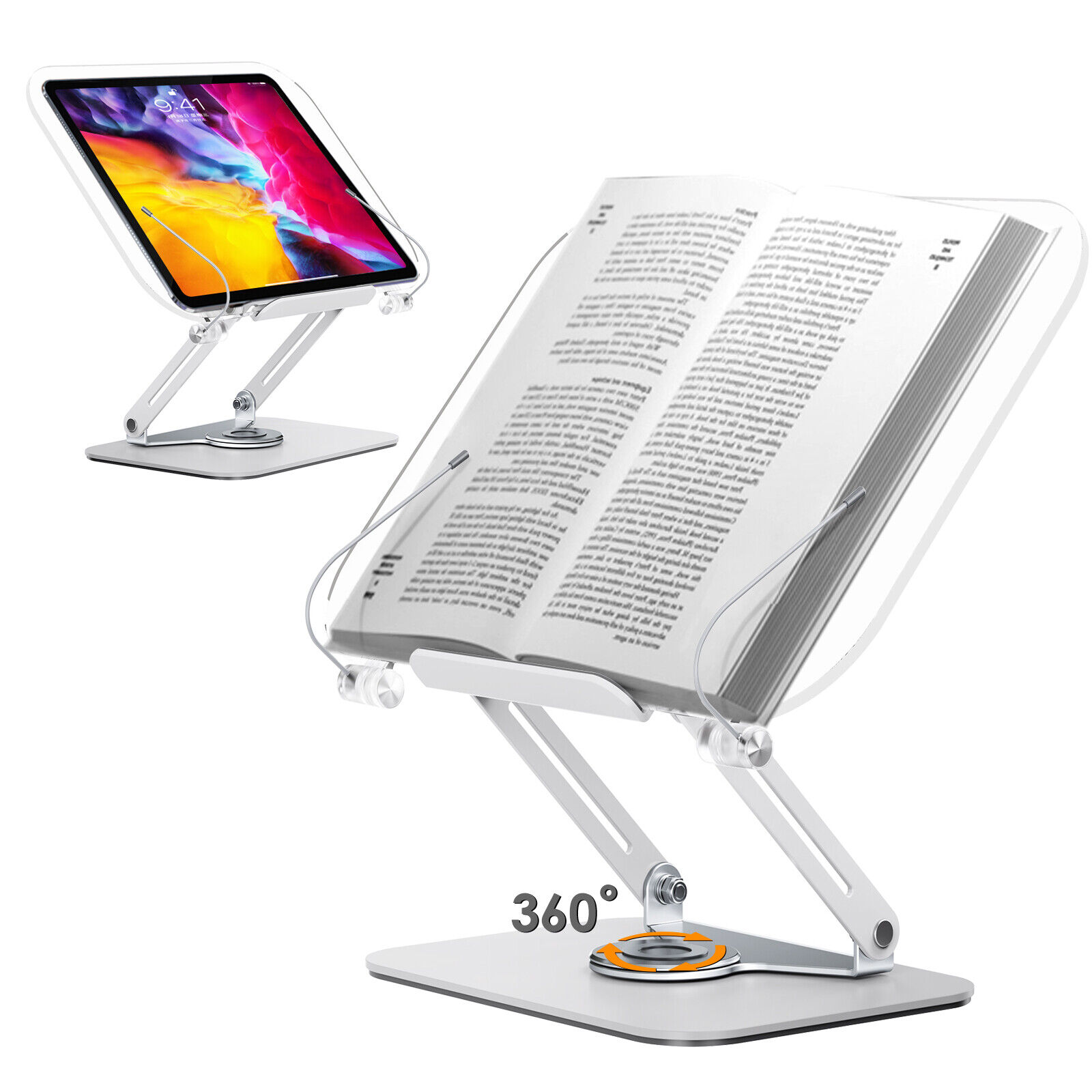 360°Rotating Foldable Book Stand Holder Display Rack For Reading Laptop Cookbook