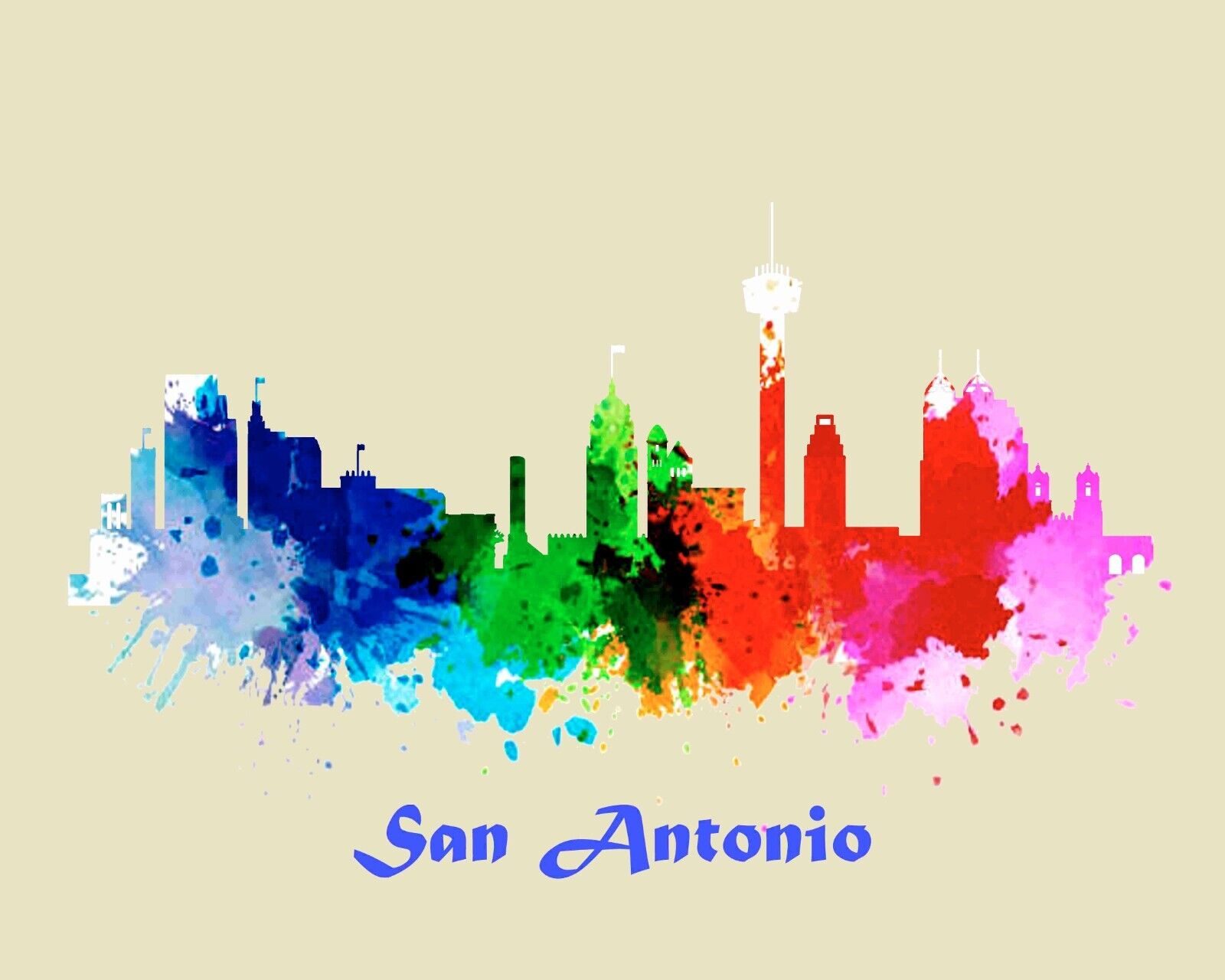 San Antonio TX Skyline Cityscape Standard Mouse Pad Watercolor Art Painting