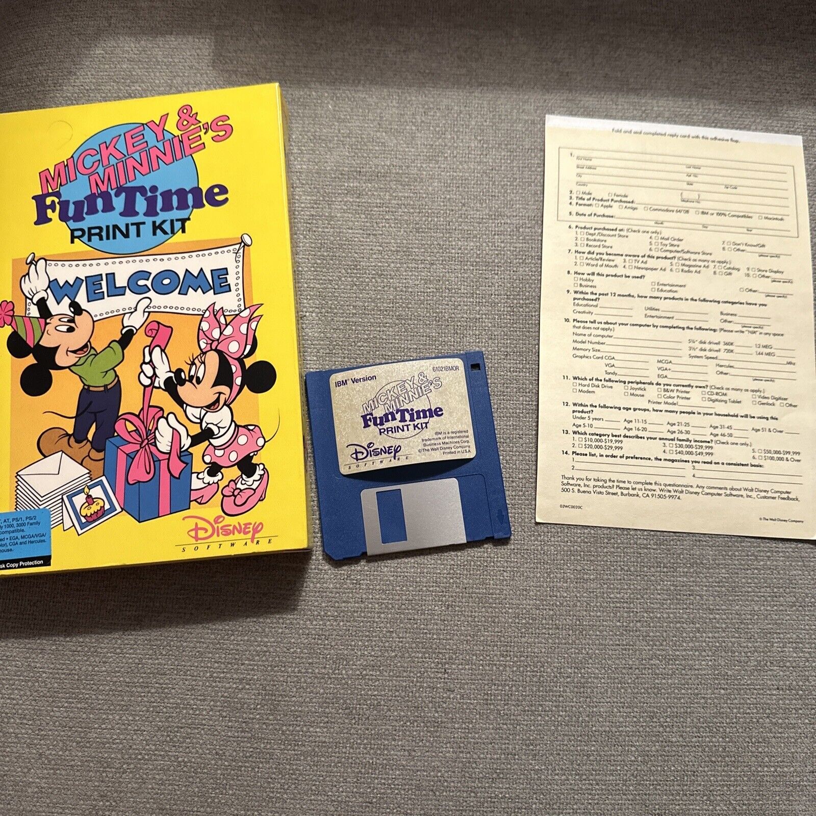 Disney Mickey and Minnie\'s Fun Time Print Kit Vintage PC Software, 3.5\