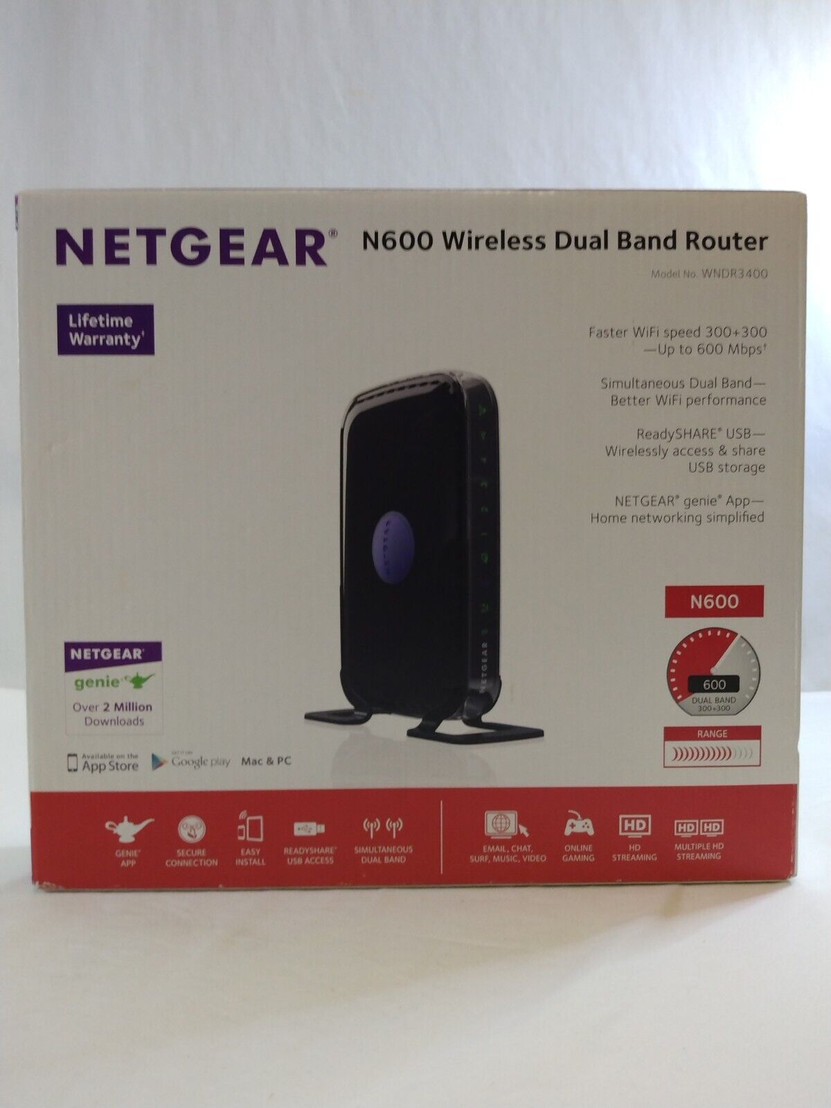 Netgear N600 300 Mbps 4-Port Gigabit Wireless N Router - Open Box (RJ45 Uplink)