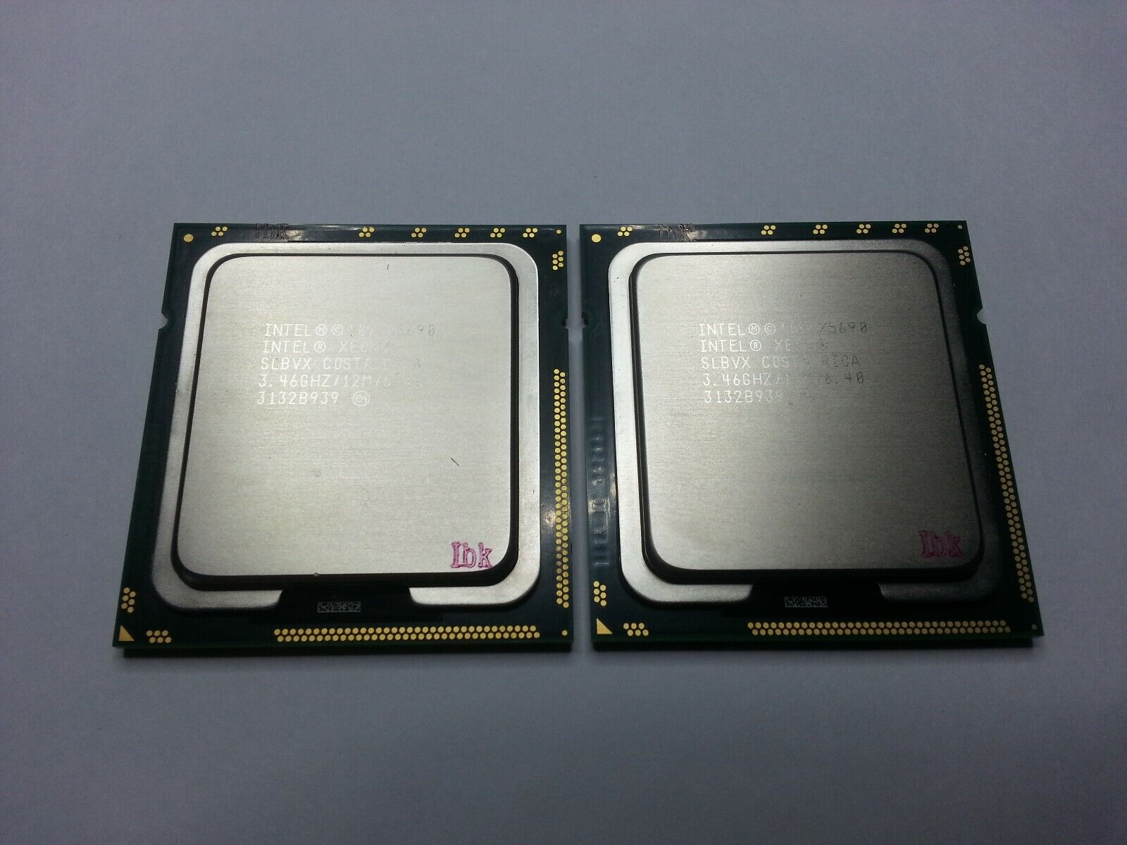 Matched pair of Intel Xeon X5690 3.46GHz Six Core SLBVX Processor w/Grease
