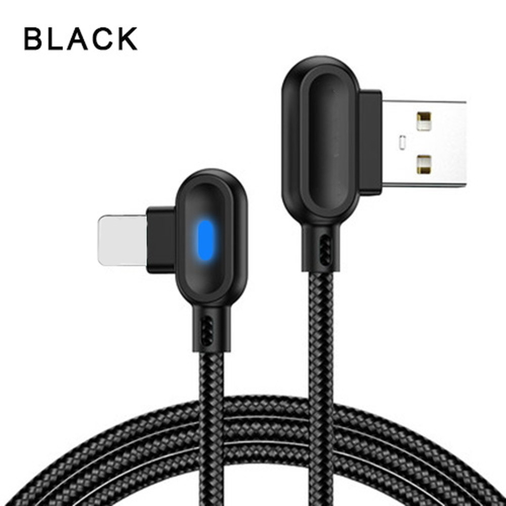 90 Degree USB Data Charger Cable For iPhone 6 7 8 X 11 12 13 Charging Cord 3/6Ft