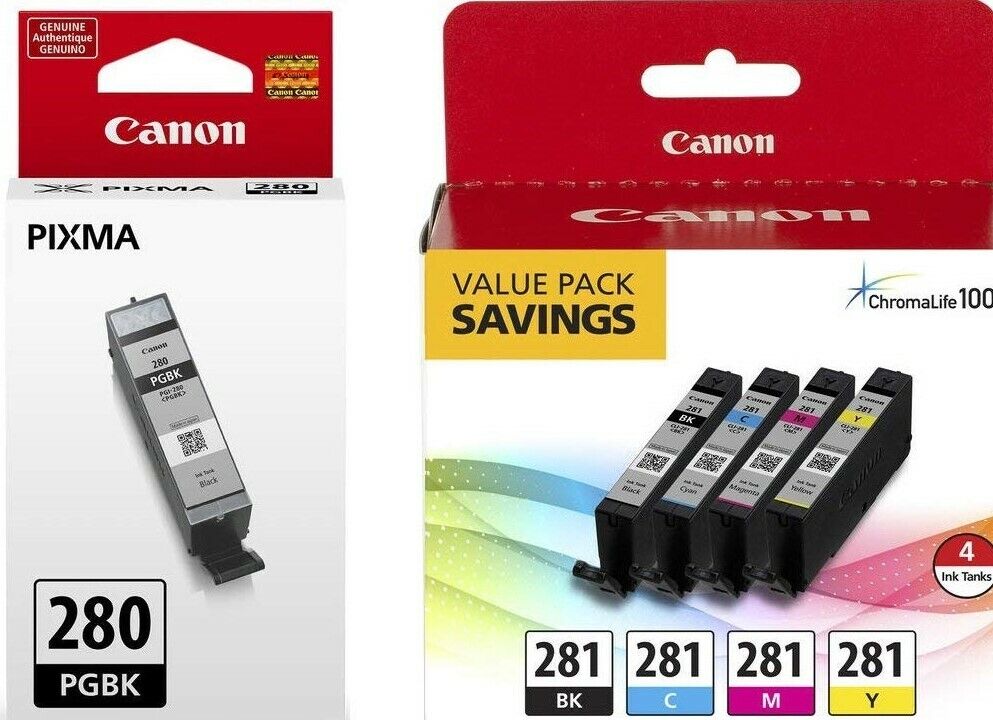 Genuine Canon PGI-280 CLI-281 Ink Cartridges-B/C/M/Y) Setup For TS8320 TR7520