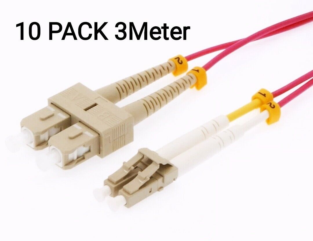 10 Pack 3M LC-SC OM4 fiber Jumper cable fiber patch cord MM, Duplex, 50/125