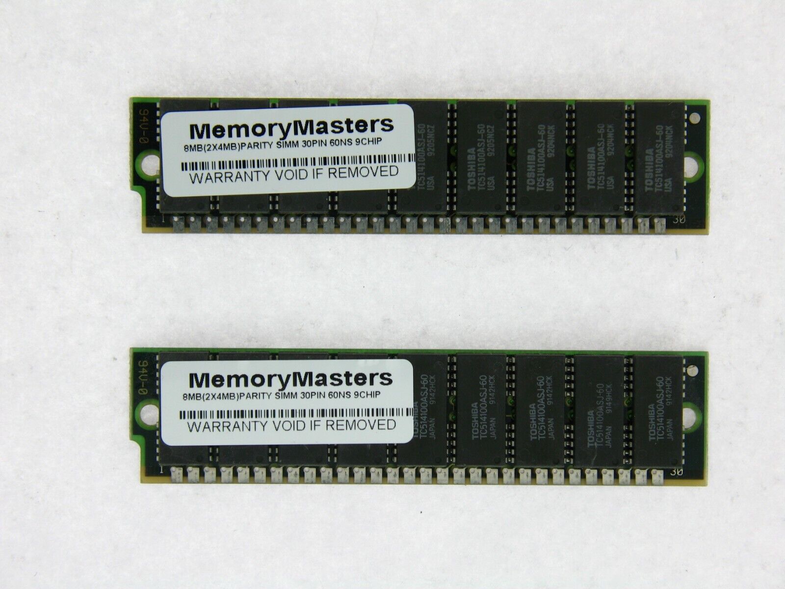 8MB 2x4MB 30-Pin 9-chip 60ns Parity FPM Memory SIMM 