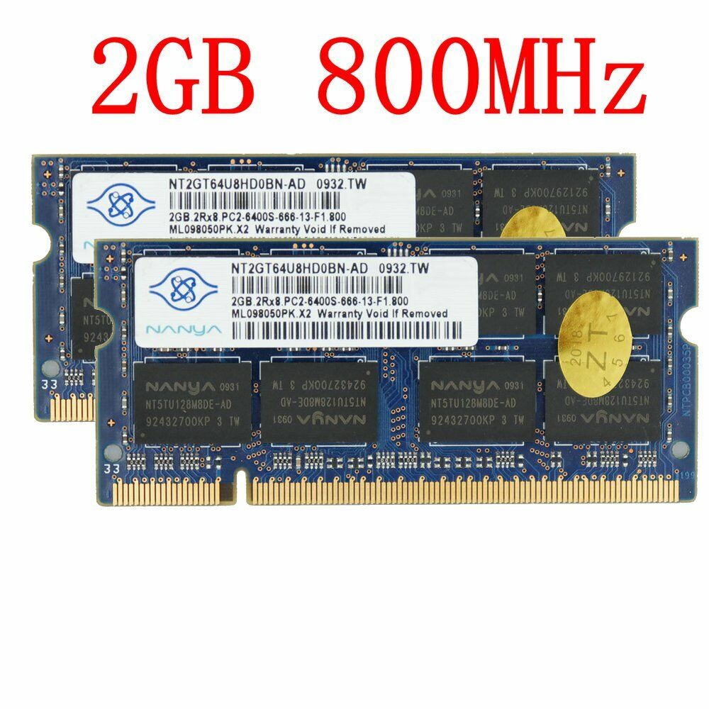 For NANYA 4GB (2x 2GB) /2G 2x 1GB PC2-6400S DDR2 800MHz SODIMM Laptop Memory LOT