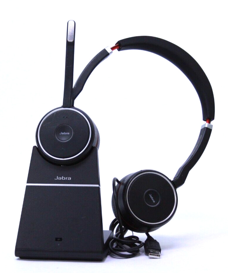 Jabra Evolve 75 Wireless Bluetooth Headset HSC040W w/ DIV010 Charging Station