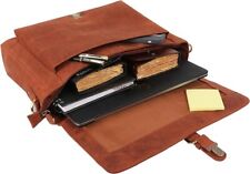 16 inch Leather Laptop Briefcase Messenger Satchel Handcrafted Bag for Men Women picture
