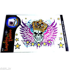 Laptop Notebook Tattoo Sticker Decal - Skull Wings Crown Stars Fits Any Size NEW picture