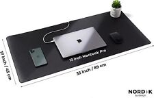 Nordik Leather Desk Mat Cable Black 35 X 17 Premium Mouse Mat Black picture