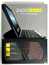 NEW Zagg Keys Pro Folio Apple iPad 4th 3rd 2nd Gen ALLIGATOR BROWN Case Keyboard picture