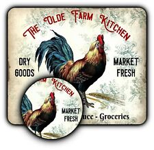 Mouse Pad Sign + Coaster - Vintage Style - Rooster Farm - 1/4