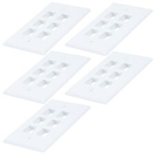5 Pcs 6 Hole Port Keystone Jack Insert Snap In Wall Plate Faceplate 1-Gang White picture
