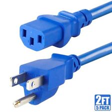 5 Pcs 2FT Power Cord Cable NEMA 5-15P to IEC 60320 C13 18AWG 3-Prong 10A Blue picture