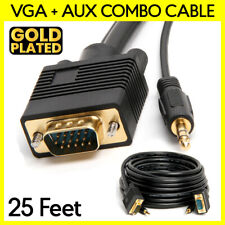 25 Feet VGA Cable with AUX SVGA + 3.5mm Monitor Cord Super VGA Audio Video Cable picture