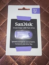 SanDisk Cruzer Snap 32GB USB Flash Drive, Retractable Design, Purple 🔥🔥🔥 picture