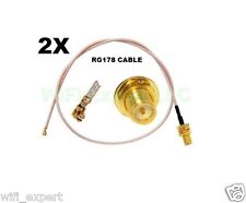 2X U.FL RG178 Mini PCI to RP-SMA Pigtail Antenna WiFi Cable 14 Inches (35cm) USA picture
