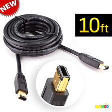 10 FT FIREWIRE CABLE CORD 6 PIN to 6 PIN IEEE1394 PC MAC DV 6P-6P 6-6 PINS BLACK picture