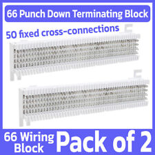 2 Pack 66 Punch Down 50 Pair Wiring Block IDC for Telephone Phone Line Systems picture
