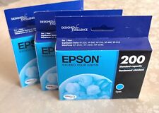 Lot Of 3 Genuine Epson 200 Cyan Ink Cartridge Standard Capacity New Sealed  picture