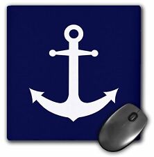 3dRose Navy Blue and White Nautical Anchor Design MousePad picture