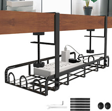 Under Desk Cable Management Tray with Long Arm Clamp - Steel Organizers for Wire picture