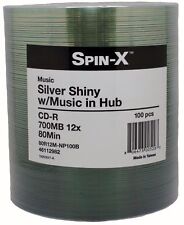 100-PK Spin-X Digital Audio CD-R DA Music Shiny Silver Top Blank Recordable Disc picture