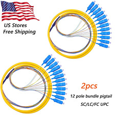 Lot of 2 12 Fibers SC/UPC 9/125 Fiber Optic Pigtail Singlemode 3.34FT, 2 Pack picture