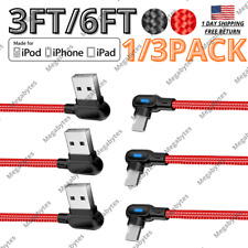 1/3 PACK 90° Angle USB Fast Charger Cable Quick Charging For iPhone 14 13 12 11 picture