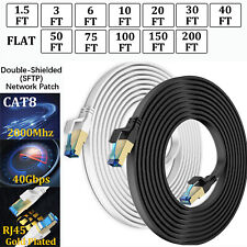1.5FT-200FT Heavy Duty  Flat Cat 8 Ethernet Cable Super Speed 40Gbps/2000Mhz Lot picture