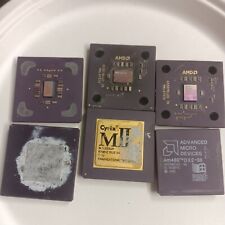 Lot of 6 Ceramic CPUs - Vintage Gold Plated Processors - 1999 Computer Parts picture