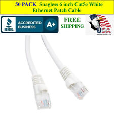 50 PACK 6 In Cat5e White Network Ethernet Patch Cable Computer LAN 1 Gbps 350MHz picture