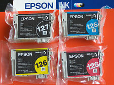 No Box 4 of Set GENUINE Epson 127 Black & 126 Color Ink Work Force 630 633 635  picture