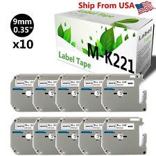 10 PK MK221 MK-221 Label Tape Used for P-touch PT-70BMH PT-70HK(Black on White) picture