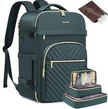 LOVEVOOK Large Travel Backpack for Women, TSA Carry on 40L(5pcs), Dark Green  picture