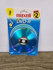 Maxell DVD-R 3 Pack Color New NIP Data Video Music Recordable Blank Media Vtg  picture