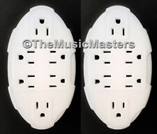 (2) 6 Outlet Electrical Socket Adapter Cover Oval 6-Way Wall Plug Power Splitter picture