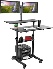Mobile Standing Desk with Dual Monitor Mount - 40 Inch Wide Height Adjustable Ro picture