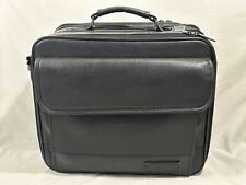 Vintage Targus Black Leather Padded Laptop Accessories Bag Travel Case Briefcase picture