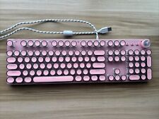 Pink Gaming Keyboard — Retro Punk Typewriter Style — White Backlight — USB Wired picture