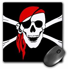 3dRose Pirate Skull and Cross Bones - Art - Black Flag MousePad picture
