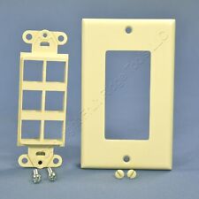 Leviton Almond 1-Gang 6-Port Decora Quickport Insert w/ Wallplate Cover 41646-A picture