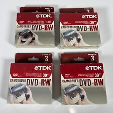 TDK Camcorder DVD-RW 2x/1x 30 Min. 1.4GB Single Sided 3-Pack Lot of 4 NEW picture