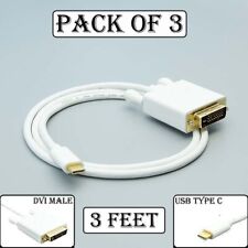 3x 3Ft USB-C 3.1 Type C to DVI M/M Cable 1080p Monitor MacBook Galaxy S8/Note7 picture